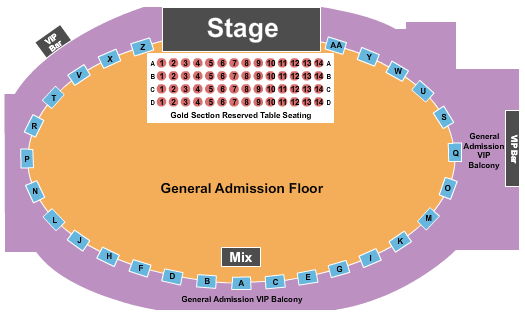 Eagles Ballroom Seating Chart: Endstage Tables 2
