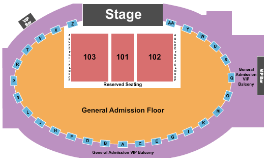 Eagles Ballroom Seating Chart: Endstage GA/Rsvd Floor