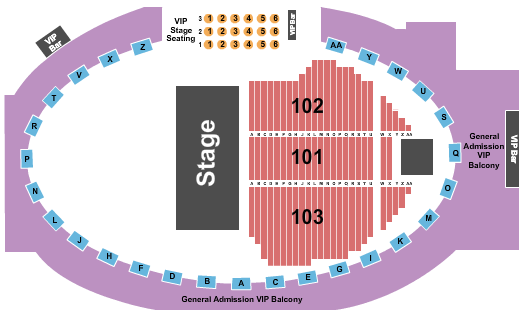 Eagles Ballroom Seating Chart: Endstage Reserved