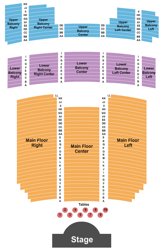 Egyptian Theatre - DeKalb Seating Chart: Endstage Tables