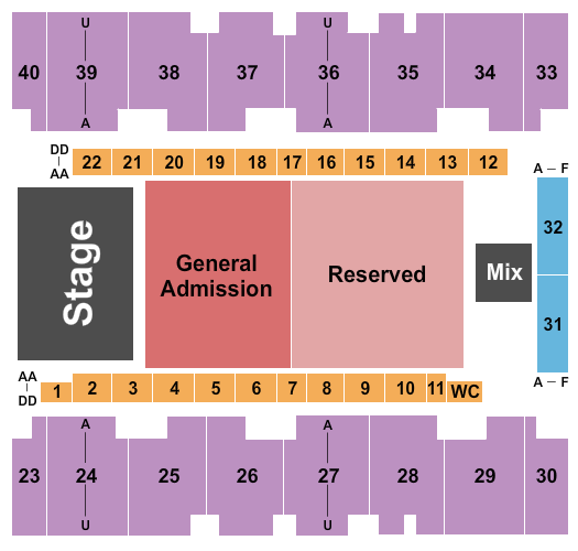 El Paso County Coliseum Seating Chart: Endstage GA/Reserved
