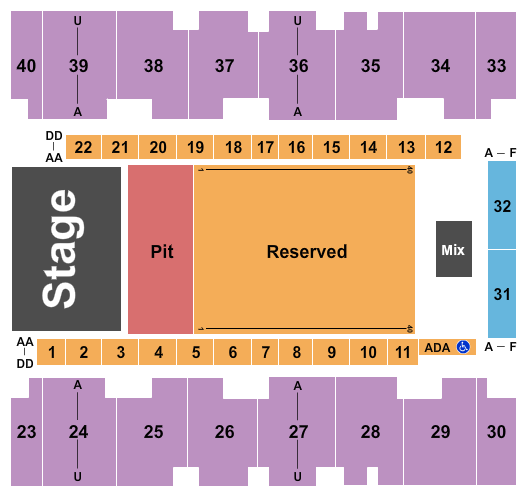 El Paso County Coliseum Seating Chart: Endstage - Pit & Reserved