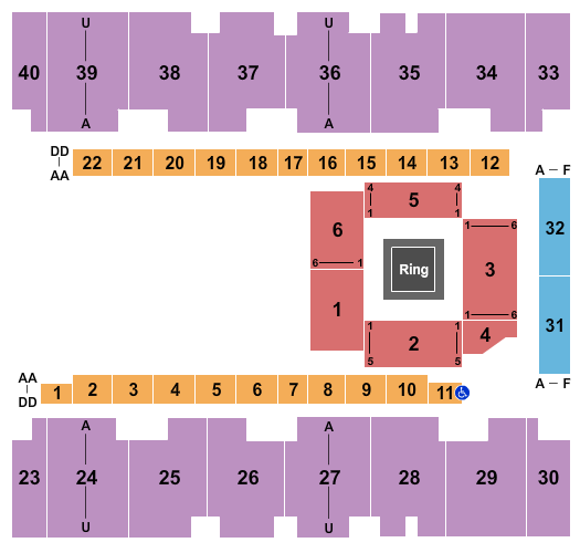 El Paso County Coliseum Seating Chart: Wrestling - Numbered Floor