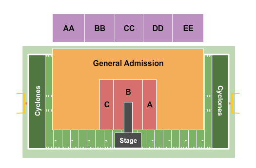 Elizabethton High School Citizens Bank Stadium Seating Chart: Concert w/ Catwalk 2