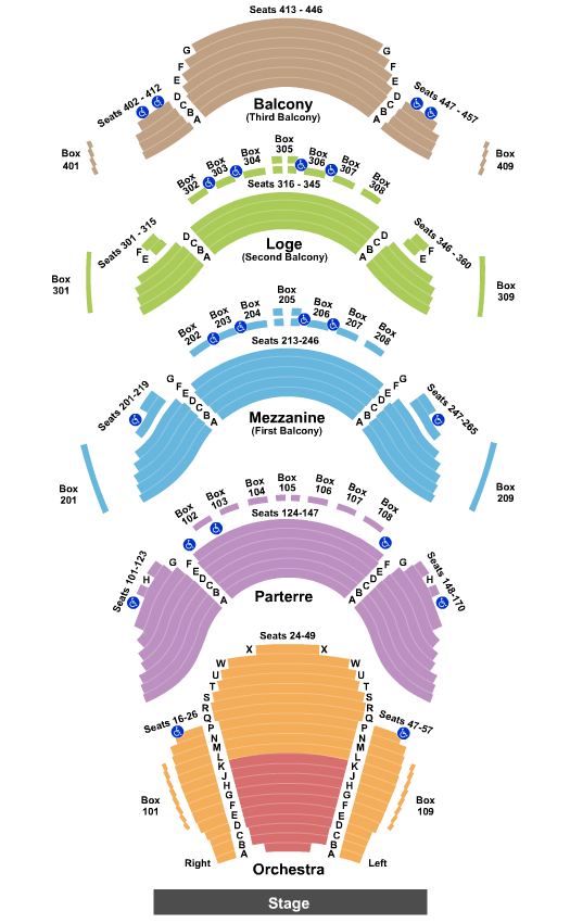 Buell Theater Detailed Seating Chart