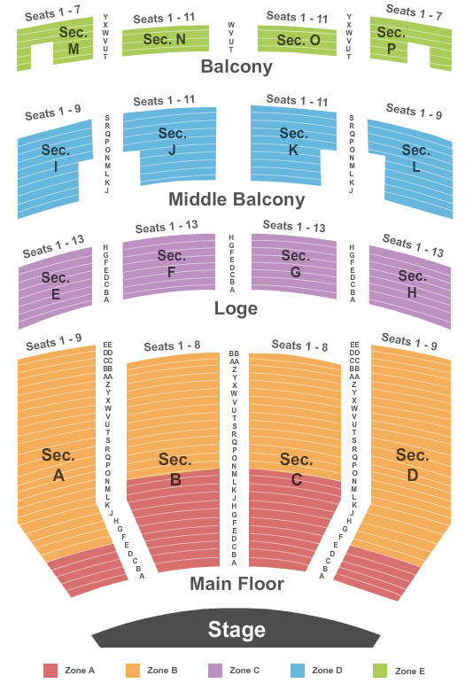 Embassy Theatre Seating Chart: End Stage Int Zone