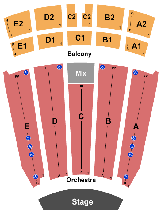 Emens Auditorium Seating Chart: End Stage