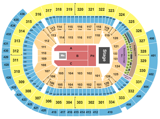 Enterprise Center Seating Chart: Endstage Pit/Flr A-C
