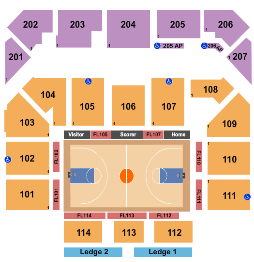 Entertainment & Sports Arena Seating Chart: Basketball - CAA
