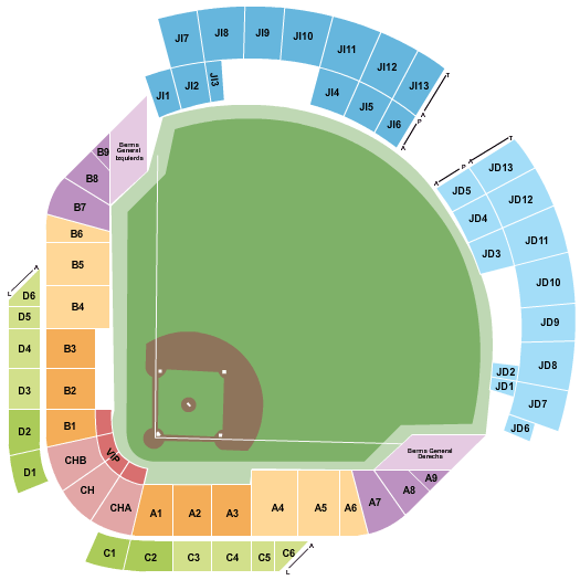 Estadio Alfredo Harp Helu Seating Chart: Baseball