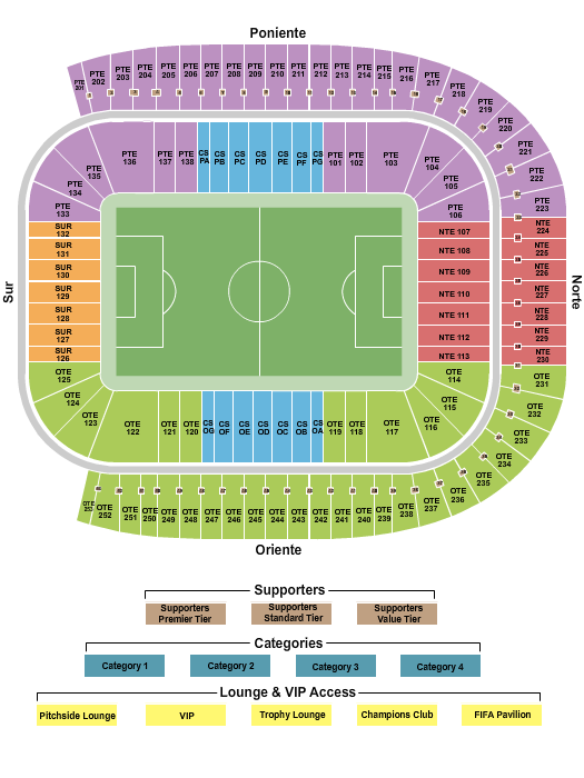 Estadio BBVA Bancomer Seating Chart: Soccer WC Category 3
