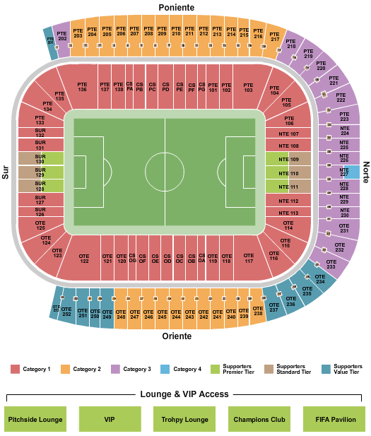 Estadio BBVA Bancomer Seating Chart: Soccer WC Category 2