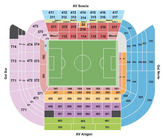 Estadio Mestalla Seating Chart: Soccer - Static