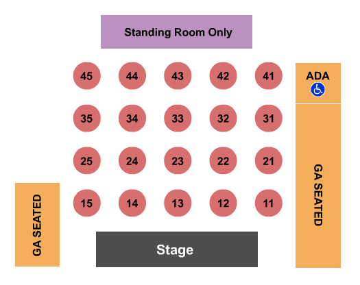Evanston Space Seating Chart: GA & Tables 2