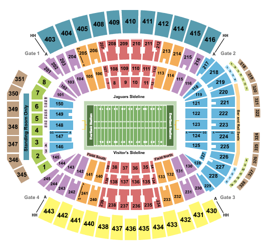 EverBank Stadium Seating Chart: Football - Jaguars