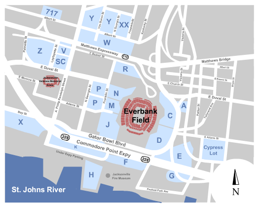 EverBank Stadium Parking Lots Seating Chart: Parking