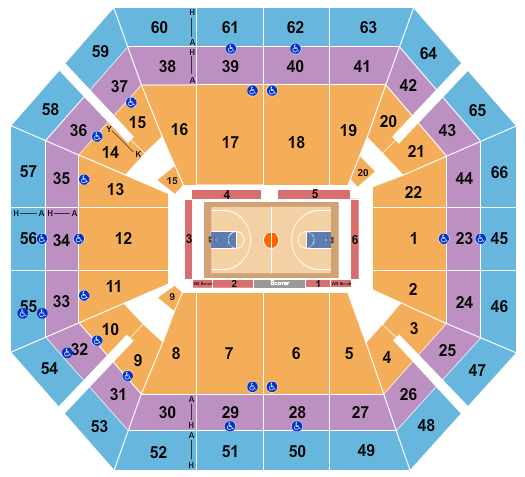 ExtraMile Arena Seating Chart: Basketball - Globetrotters
