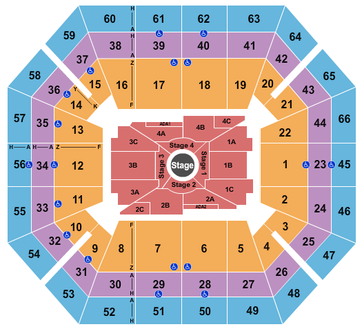 ExtraMile Arena Seating Chart: Center Stage 1