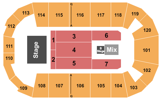 F&M Bank Arena Seating Chart: Endstage B Stage
