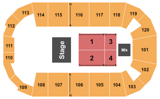 F&M Bank Arena Seating Chart: Half House 2