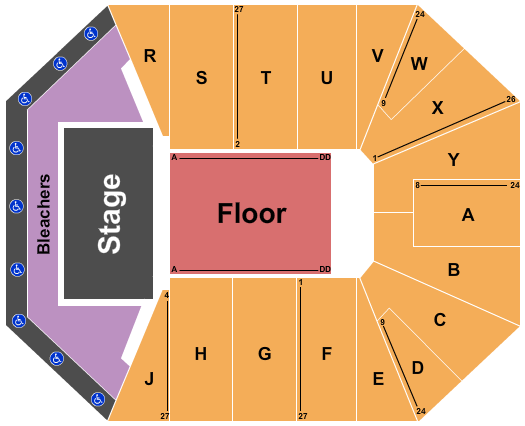 FAMU Al Lawson Multipurpose Center & Teaching Gymnasium Seating Chart: Endstage RSV/GA Bleachers