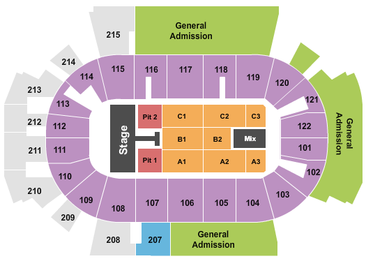 Family Arena Seating Chart: Endstage Pit 1 & 2