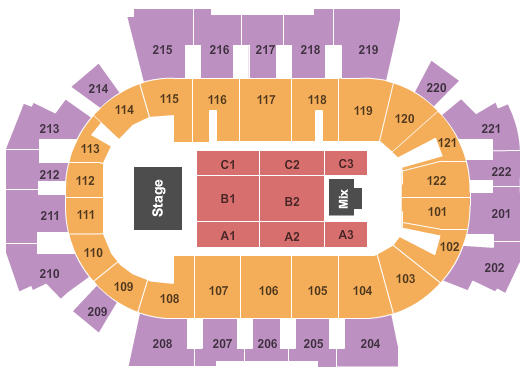 Family Arena Seating Chart: End Stage
