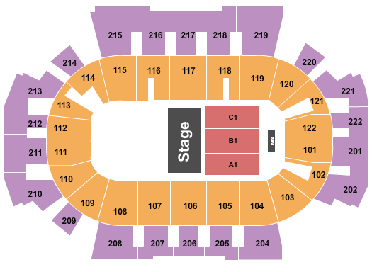 Family Arena Seating Chart: Half House Reserved