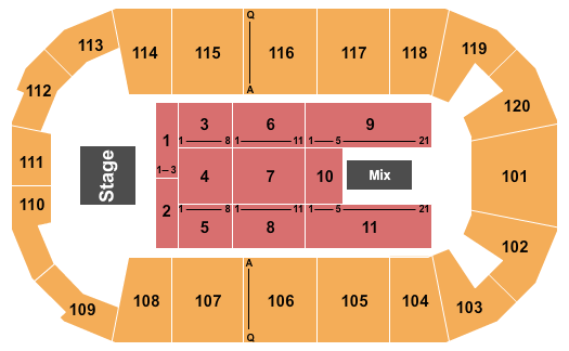 F&M Bank Arena Seating Chart: Endstage 3