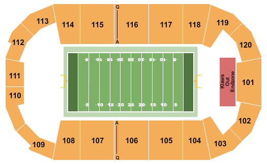 F&M Bank Arena Seating Chart: Football - Indoors