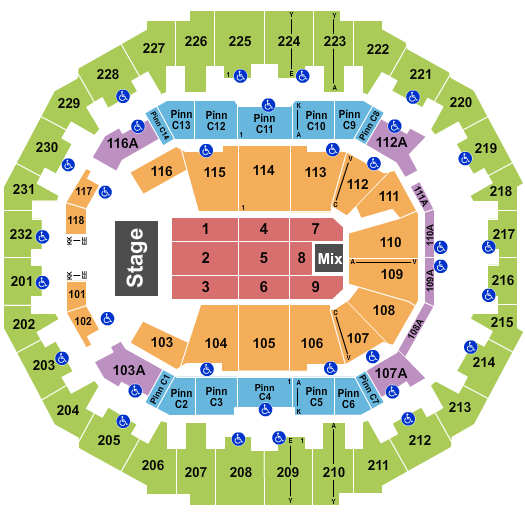 FedExForum Seating Chart: End Stage 2