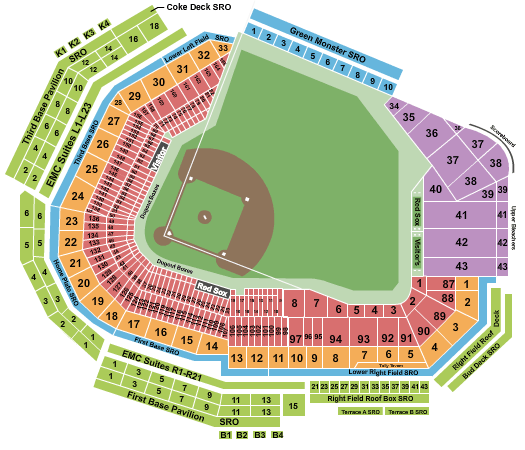 Fenway Grandstand Seating Chart