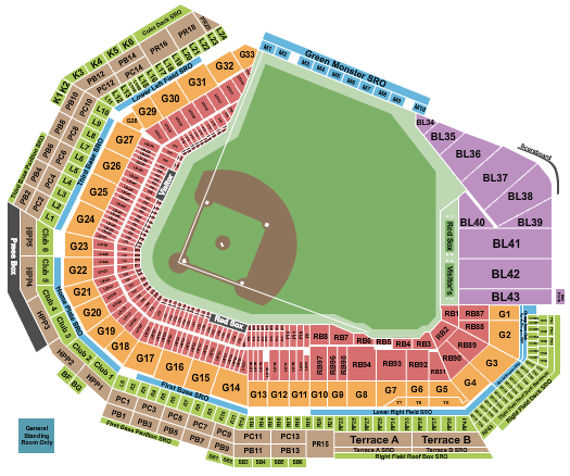 Fenway Park Seating Chart: Baseball RW VFS