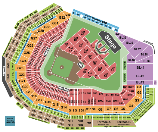 Fenway Park Seating Chart: Def Leppard