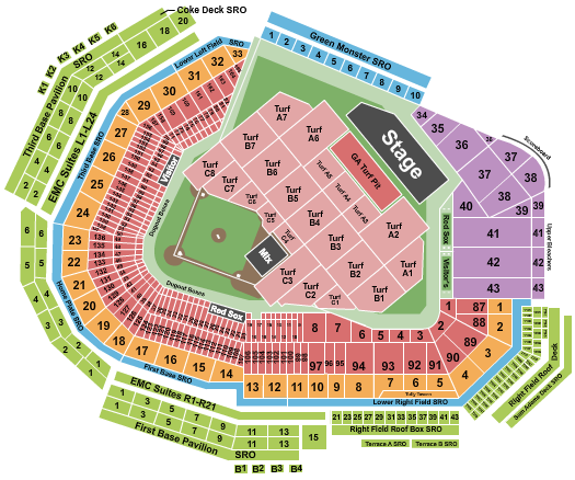 Fenway Park Seating Chart: Foo Fighters