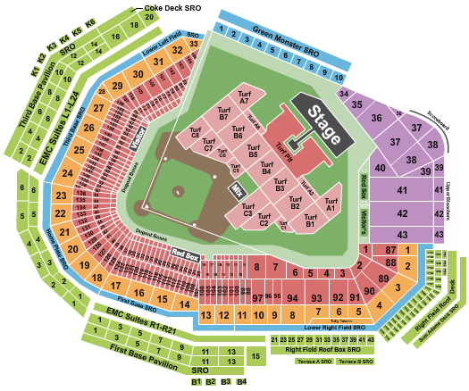 Fenway Park Seating Chart: Green Day 2024