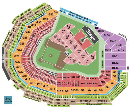 Fenway Park Seating Chart: Green Day