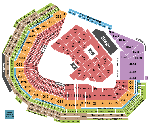 Fenway Park Seating Chart: My Chemical Romance