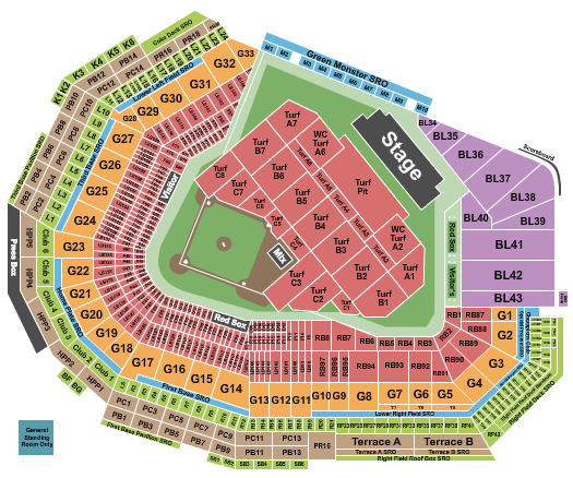Fenway Park Seating Chart: Pearl Jam