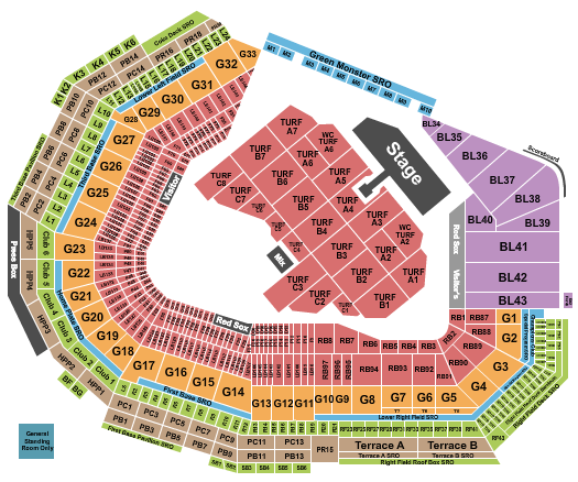 Fenway Park Seating Chart: Tim McGraw