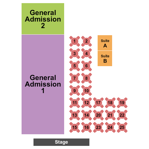 Ferris Wheelers Backyard and BBQ Seating Chart: Tables w/ GA 1 & 2