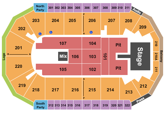 Findlay Toyota Center Seating Chart: Endstage GA Pit