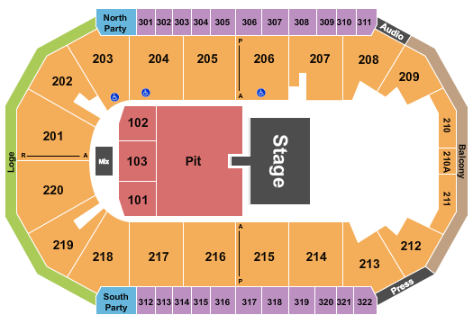 Findlay Toyota Center Seating Chart: Half House GA Pit/RSV