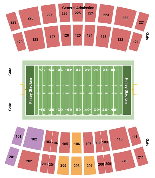 Finley Stadium/Davenport Field Map