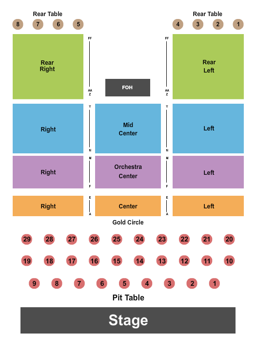 First Financial Music Hall at the Griffin Seating Chart: Reserved & Tables 7