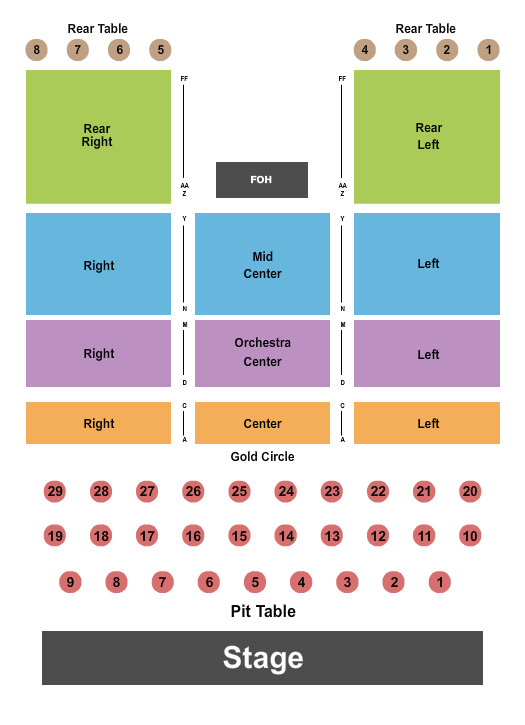 First Financial Music Hall at the Griffin Seating Chart: Reserved & Tables 8