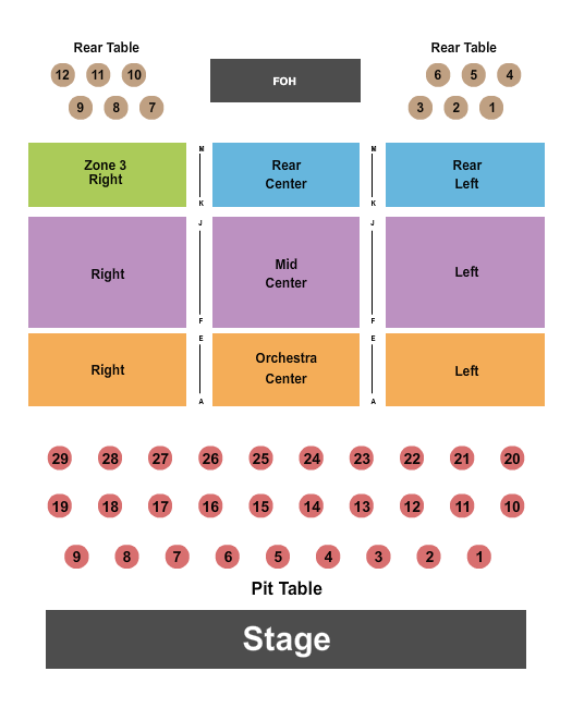First Financial Music Hall at the Griffin Seating Chart: Reserved & Tables 9B
