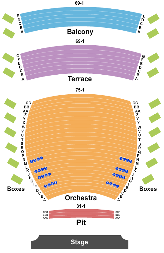 First Interstate Center for the Arts Seating Chart: End Stage