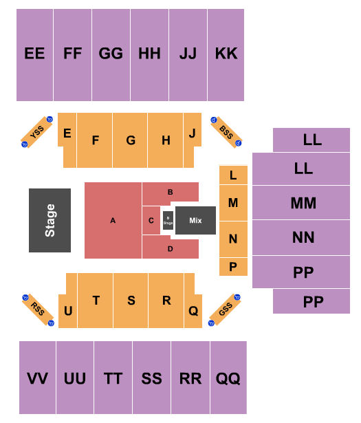 First National Bank Arena Seating Chart: Endstage with B Stage