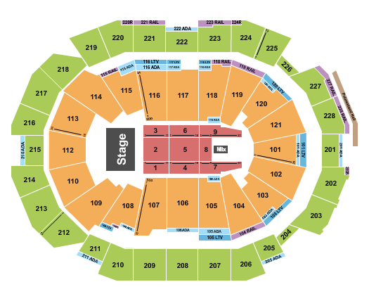 Fiserv Forum Seating Chart: Endstage 1-9